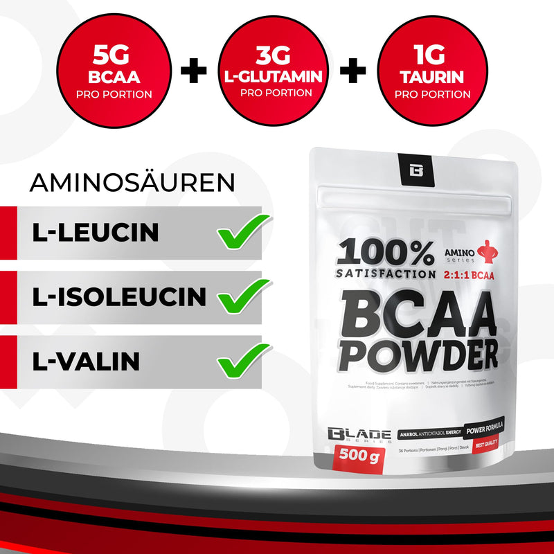 BLADE Series 100% BCAA powder + glutamine 500g - amino acid complex BCAA glutamine - BCAA amino acid powder whey protein powder - flavor orange - NewNest Australia