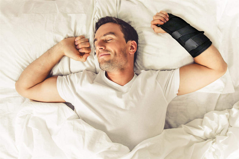 Doctor Developed Premium Carpal Tunnel Night Wrist Brace & Support [Single] (with splint) & Doctor Written Handbook - Fully Adjustable with Comfort Padding (Black) Black - Single with Splint - NewNest Australia
