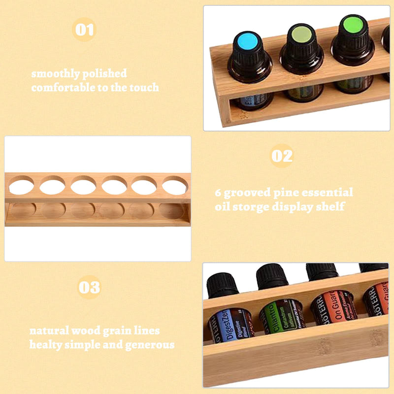 Wishesmar 6 Slots Bamboo Essential Oil Holder Shelf - Holds 15Ml 20Ml 30Ml Essential Oil Bottles - Storage Stand Rack Organizer For Essential Oils And Fragrance Oils #D - NewNest Australia