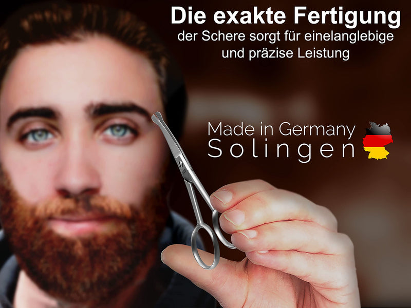 Beard Scissors From Solingen With Curved Cutting Surface, Hair Scissors, Nose Hair Scissors, Made In Germany, Mustache Scissors With One-Sided Micro-Teeth Made Of Rust-Proof Stainless Steel For - NewNest Australia