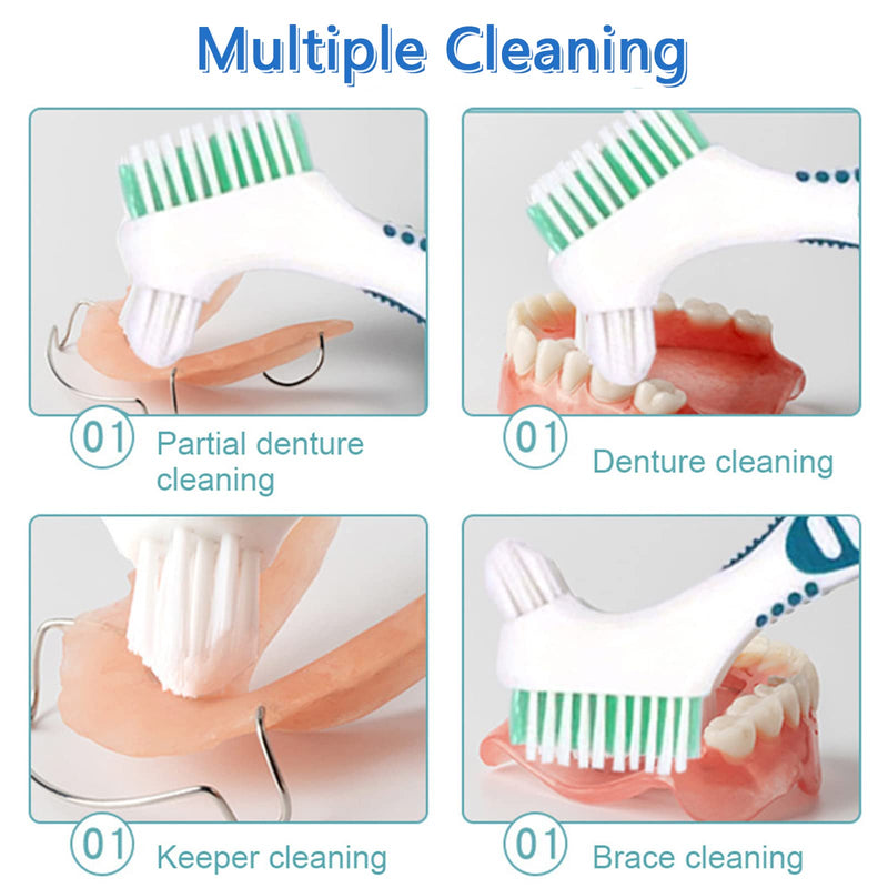 Denture Brush, 4pcs Small Denture Toothbrush, Multi-Layer Bristles, Ergonomic Rubber Handle for Improper Teeth Cleaning - NewNest Australia