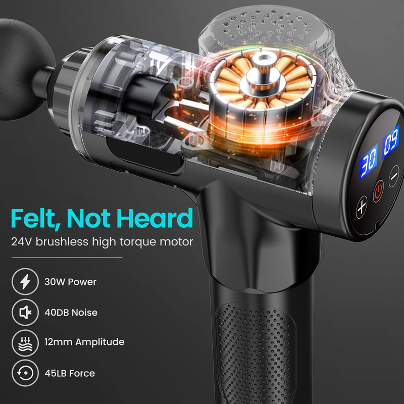 Massage Gun, Muscle Massage Gun With 30 Tuned Intensity Levels, Muscle Massager With Lcd Display Touch Screen, Fascia Gun With 10 Massage Heads, 2500 Mah Electricity - NewNest Australia