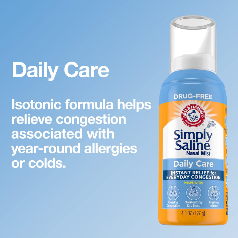 ARM & HAMMER Simply Saline Nasal Care Daily Mist 4.5oz – Instant Relief for Every Day Congestion – One 4.5oz Bottle 4.5 Fl Oz (Pack of 1) - NewNest Australia