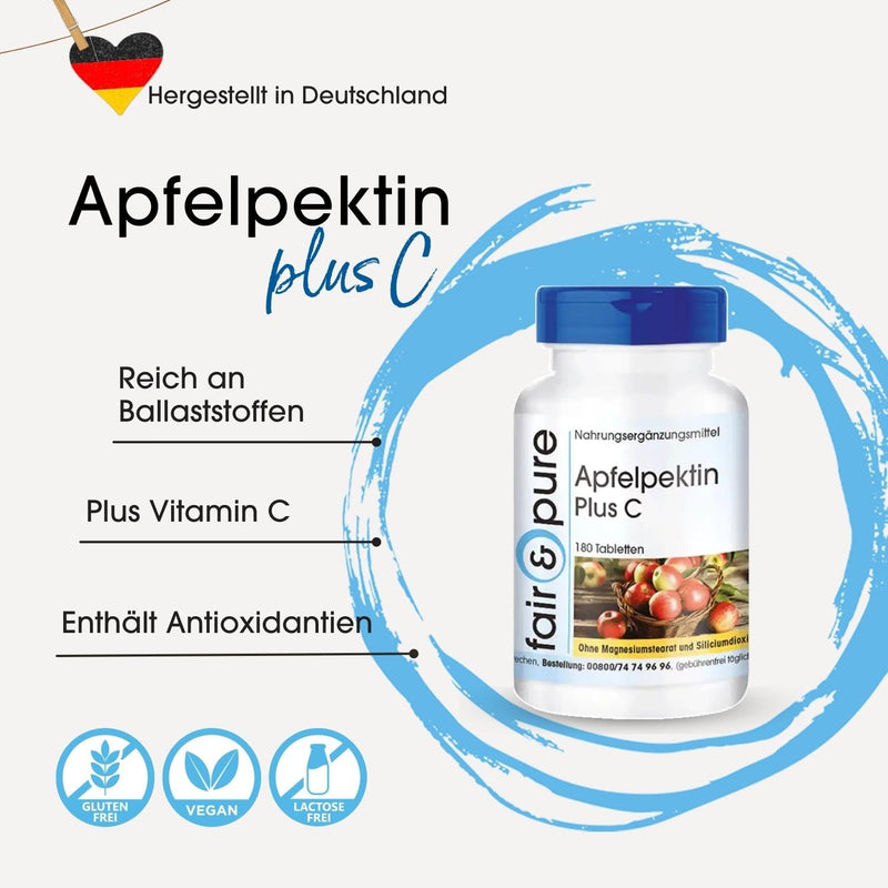 Fair & Pure® - apple pectin with vitamin C & calcium - vegan - natural fiber - 180 tablets - without magnesium stearate - NewNest Australia