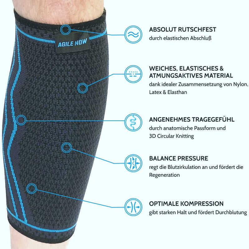 Agile Now Calf Support Set Of 2 Stabilises & Relieves Calves With Every Movement - Compression Stockings For Men & Women - Non-Slip & Breathable Compression Sleeves (Xl, Blue) - NewNest Australia
