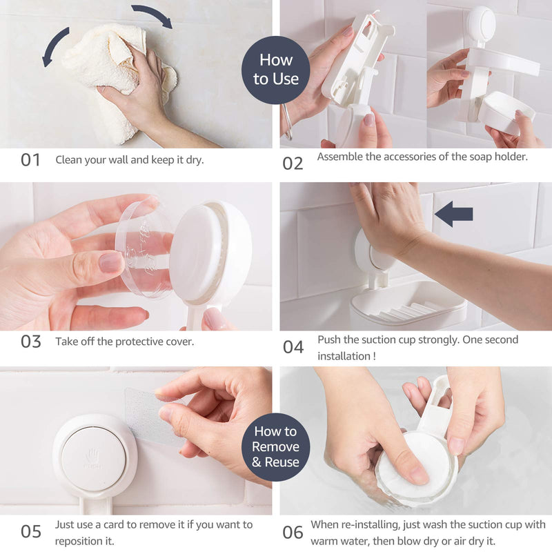 TAILI Double Layer Soap Dish Suction Cup Soap Holder, Strong Sponge Holder for Shower, Bathroom, Tub and Kitchen Sink, Drill-Free, Removable - NewNest Australia