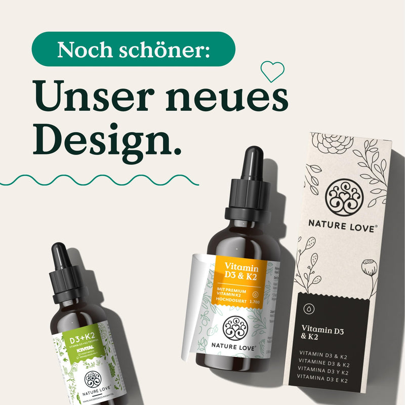 Vitamin D3 + K2 (50ml) - highly bioavailable thanks to original K2VITAL® 99.7% all-trans - laboratory-tested 1000 IU vitamin D3 per drop (1700 drops with vitamin D + vitamin K) - in MCT oil - high dosage - NewNest Australia