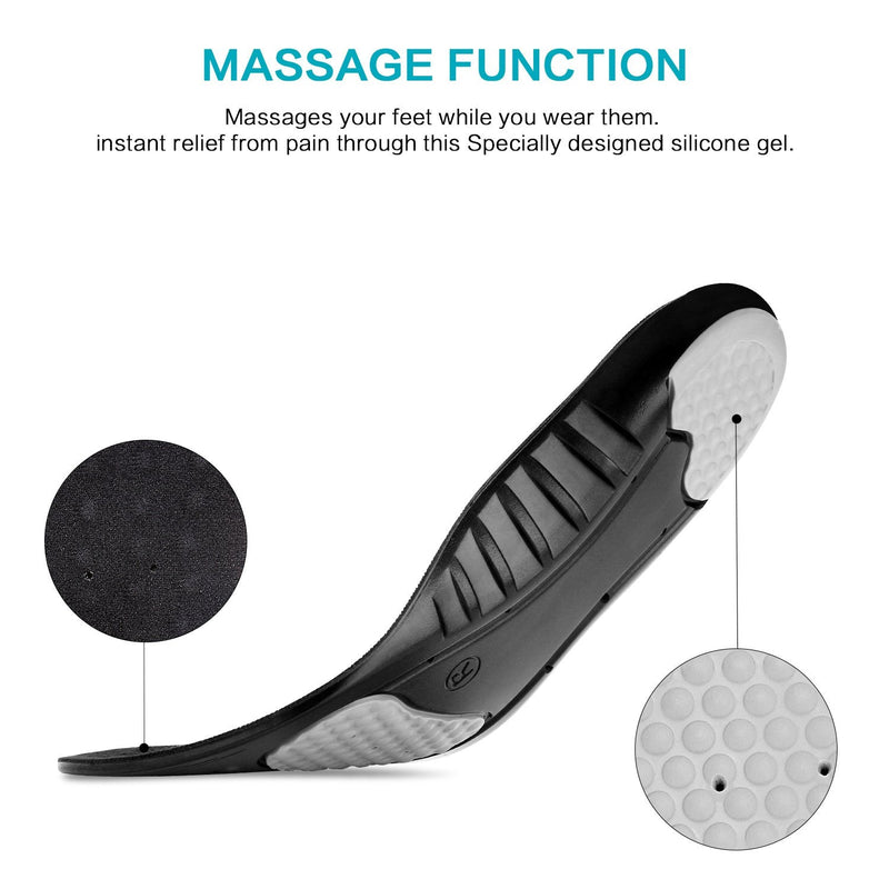 MOISO Memory Foam Orthotic Insoles for Plantar Fasciitis with Arch Support Shock Absorption Metatarsal Pad Stoma Design for Men & Women 8-10.5 UK Women / 7.5-10 UK Men Black - NewNest Australia