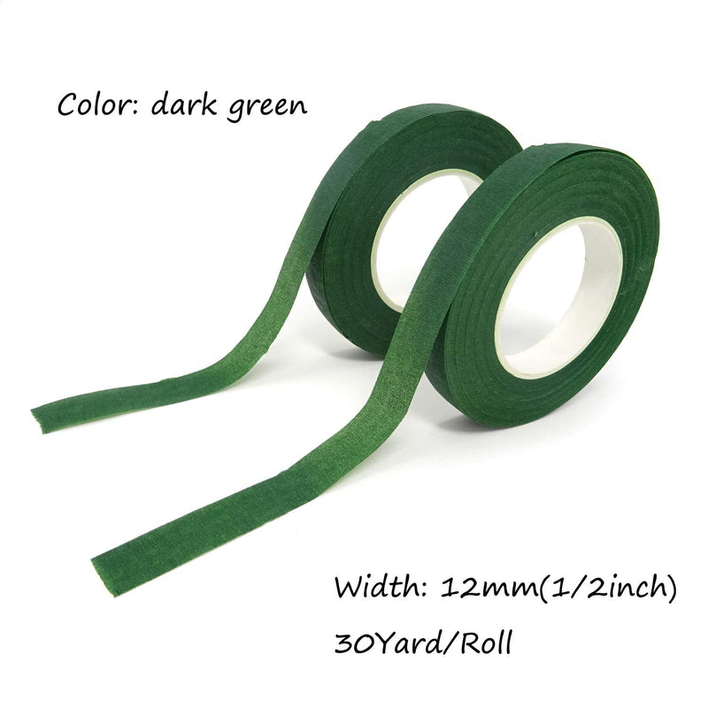 Honbay 4 Rolls 1/2" Wide 30Yard/Roll Floral Tapes for Bouquet Stem Wrap Florist Craft Projects (Dark Green) dark green - NewNest Australia