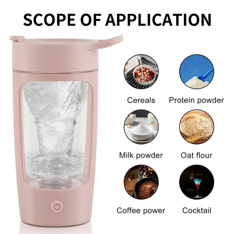 EQURA Electric Shaker Protein Shaker, 650ML USB Rechargeable Protein Shake Mixer, Tritan Electric Protein Shaker, BPA-Free (Pink) Pink - NewNest Australia