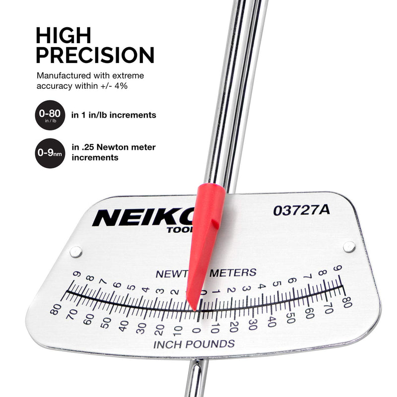 NEIKO 03727A 1/4” Drive Beam Style Torque Wrench | 0-80 in/lb | 0-9 Newton-meters - NewNest Australia