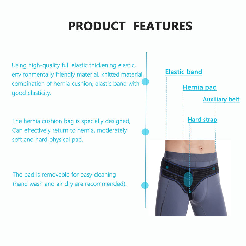 Male and Female Hernia Belt Truss Left or Right Support Groin Pain Truss with Removable Compression Pads for Pre or Post Surgery Scrotum, Femur, Comfort Adjustable Belt Hernia Protection… L(Fits waist 45"-56") - NewNest Australia