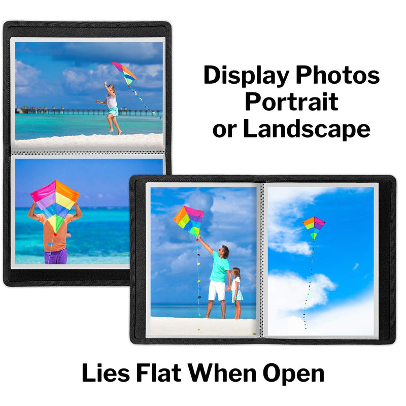 Dunwell Small Picture Book for 5x7 Photos - (Black, 2 Pack), 7x5 Binder with Soft Cover, Photo Portfolio or Scrapbook for Artwork, 24 Pages Hold 48 Pictures, Art Presentation Folder for Postcards or Picture Storage, Kids Photo Albums 5 x 7 Black - NewNest Australia