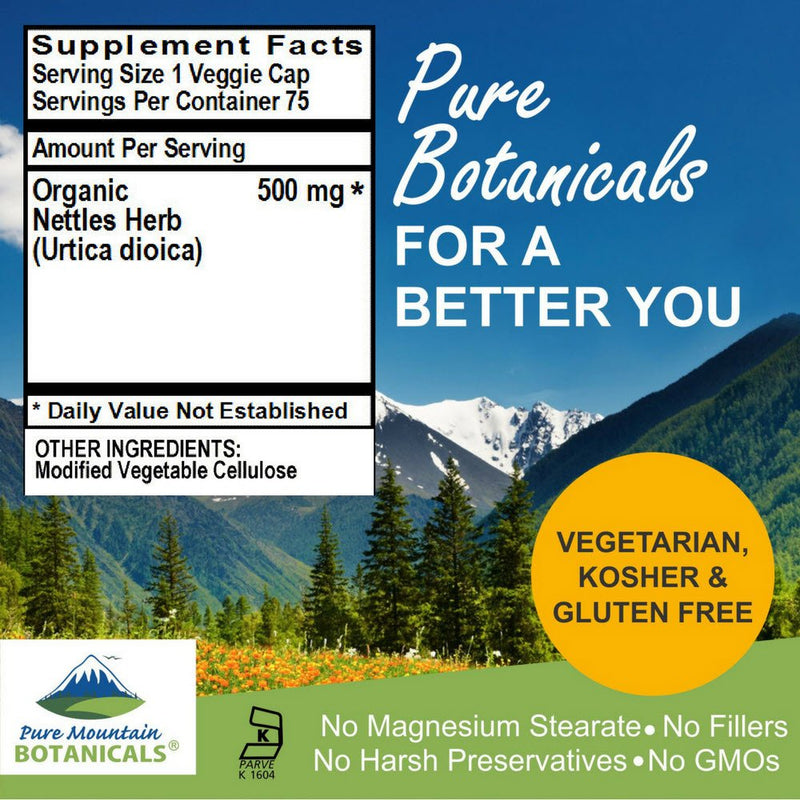 Stinging Nettle Leaf Capsules - Kosher Vegan Caps with 500mg Organic Stinging Nettles Leaf - NewNest Australia