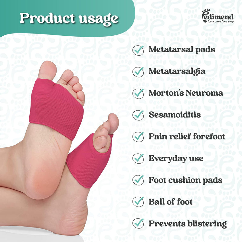 Pedimend Metatarsal Pads for Women and Men Ball of Foot Cushion - Gel Sleeves Cushions Pad - Fabric Soft Socks for Supports Feet Pain Relief Pink Small (UK 3-6) Pink Small (UK 3-6) - NewNest Australia