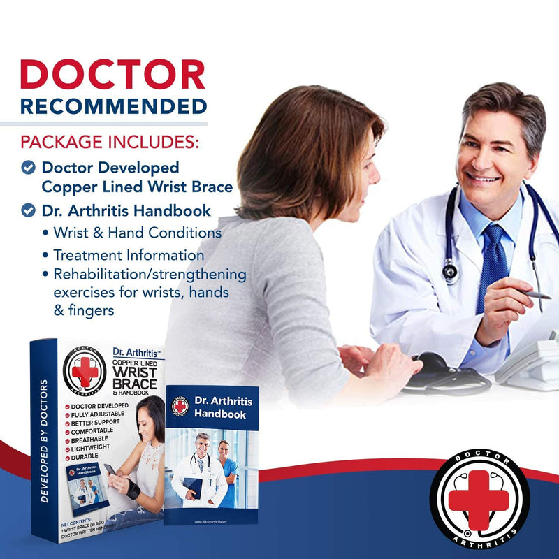 Doctor Developed Copper Wrist Brace/Carpal Tunnel/Wrist Support/Wrist Splint/Hand Brace -F.D.A. Medical Device & Doctor Handbook-Night Support for Women Men-Right & Left hands (Single) Single (R or L) - NewNest Australia