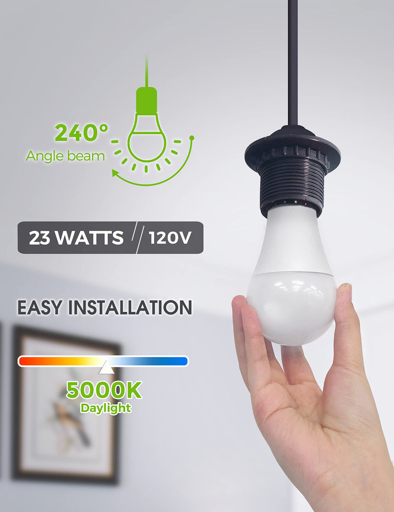 LOHAS A21 LED Light Bulbs, 2500 Lumens Super Bright LED, 23W E26 Medium Base Bulb, 150-200 Watt Led Bulbs 5000K Daylight, Non-Dim, High Lumen Led Bulb for Home Office Store Garage, 2 Pack - NewNest Australia