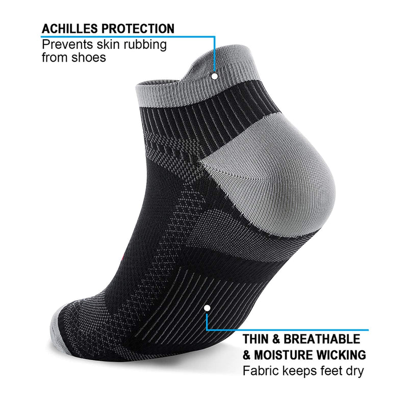 PAPLUS Ankle Compression Sock for Men and Women 2/4/6 Pairs, Low Cut Compression Running Sock with Ankle Support Black+ Grey (4 Pairs) Large-X-Large - NewNest Australia
