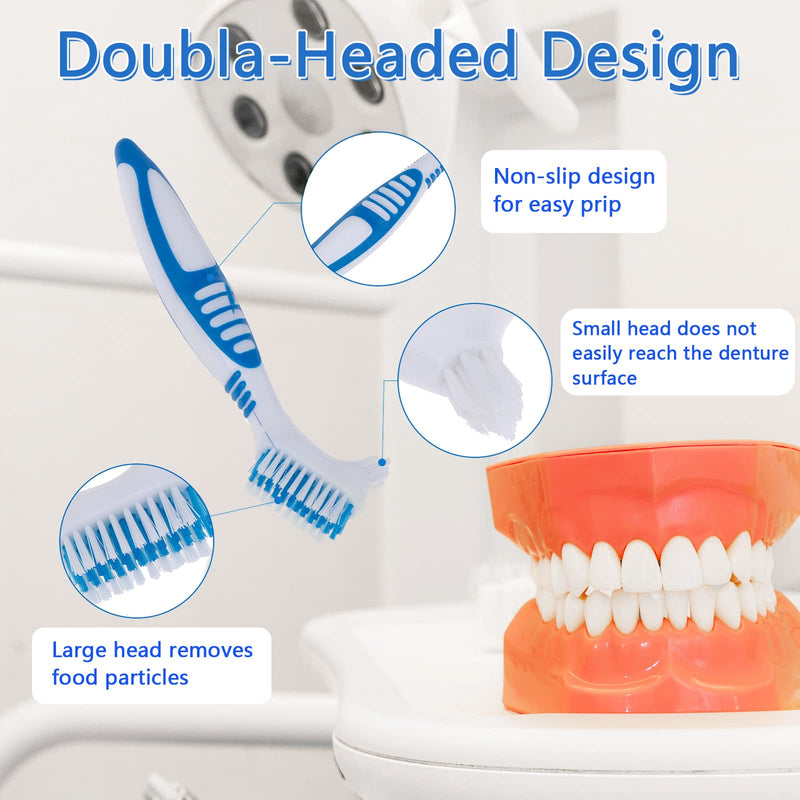 Denture Brush, 4pcs Small Denture Toothbrush, Multi-Layer Bristles, Ergonomic Rubber Handle for Improper Teeth Cleaning - NewNest Australia