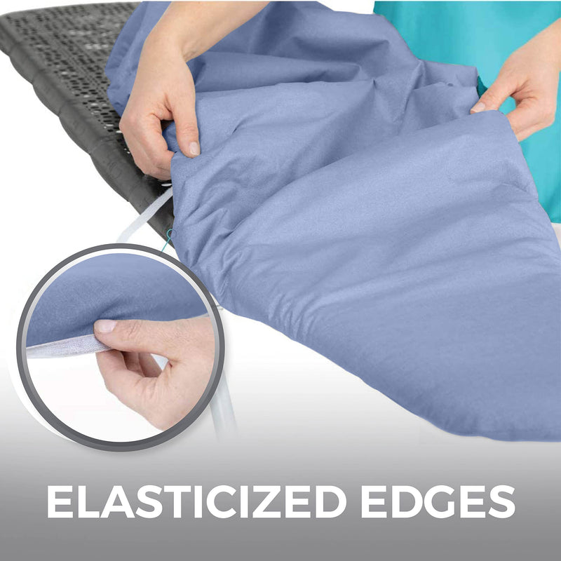 HOME GENIE Reflective Silicone Ironing Board Cover, Iron Faster, Heavy Duty Scorch and Stain Resistant Pad Covers Fit Standard Boards, Thick Padding, Hook and Loop Fastener, Elastic Edge, 15x54, Blue 1 - NewNest Australia