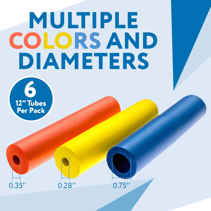 6-Pack of Foam Grip Tubing/Foam Tubing - Ideal Grip Aid for Utensils, Tools and More - No BPA/Phthalate/Latex - NewNest Australia