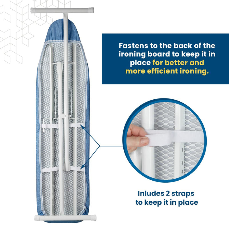 Ironing Board Cover and Pad - 54" x 15" Reflective Silicone with Elastic Edge and Straps - Pad Fits Large and Standard Boards, Resists Scorching, Burning, and Staining - Extra Thick Padding - Blue - NewNest Australia