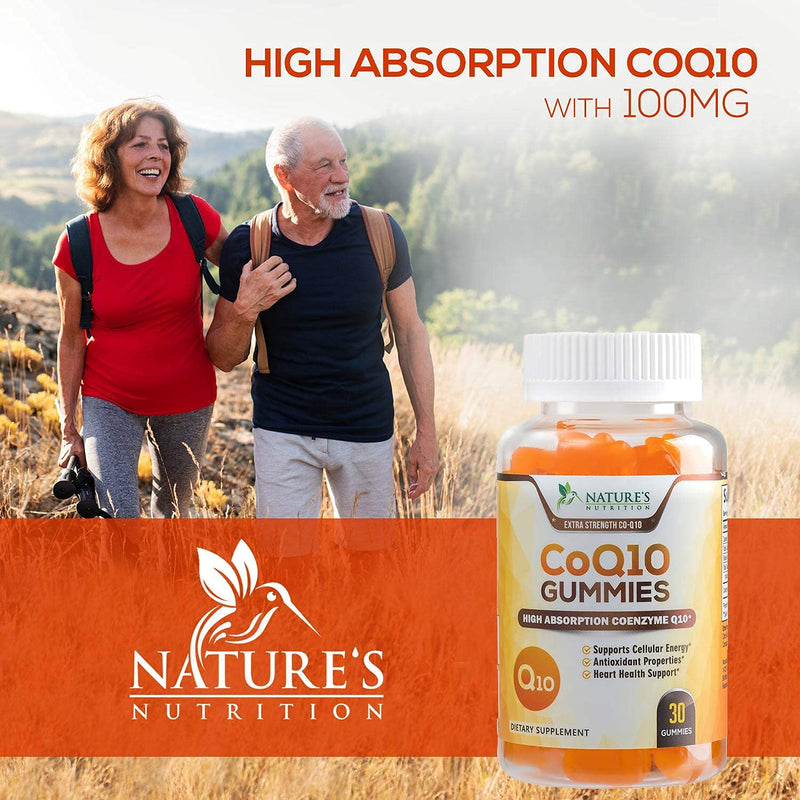 CoQ10 Gummies - Peach Gummy Vitamins with High Absorption Coenzyme Q10 100mg - Natural Antioxidant Dietary Supplement for Heart Health Support - 30 Gummies 30 Count (Pack of 1) - NewNest Australia