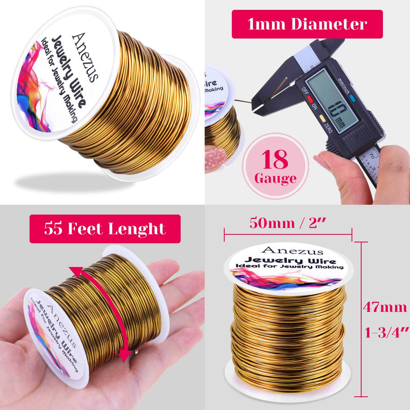 Anezus 18 Gauge Jewelry Wire for Jewelry Making, anezus Craft Wire Tarnish Resistant Copper Beading Wire for Jewelry Making Supplies and Crafting (18 Gauge, Antique Bronze) 1 - NewNest Australia