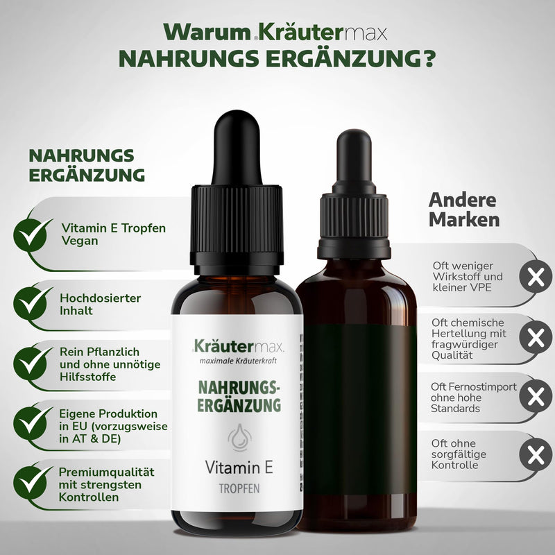 Kr√§Utermax Vitamin E Oil, Vitamin E Drops For One, Vitamin E Oil, Pure, Vegan And High Dosage, According To Herbal Max Original Formula, Vitamin E Oil, Natural, 1 X 15 Ml - NewNest Australia