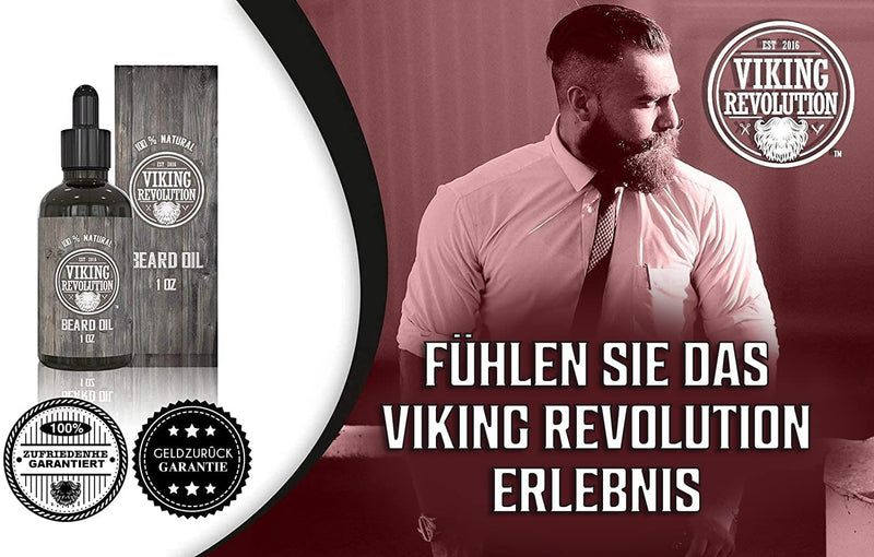 Viking Revolution Beard Oil Conditioner - Natural, Unscented Argan and Jojoba Oil - Softens the Beard, Protects and Strengthens Beard Growth - Care for Beard and Mustache, 1 Pack of Beard Oil Unscented 30 ml (Lot de 1) - NewNest Australia