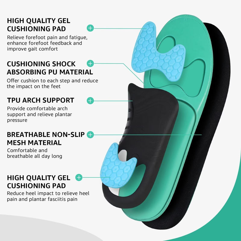 3ANGNI Orthopedic insoles heel spur insoles, arched splayfoot for plantar fasciitis, flat feet, men and women, can also be used for insoles, work shoes, shoe insoles, shoes EU (38-41) - 26 cm, black - NewNest Australia