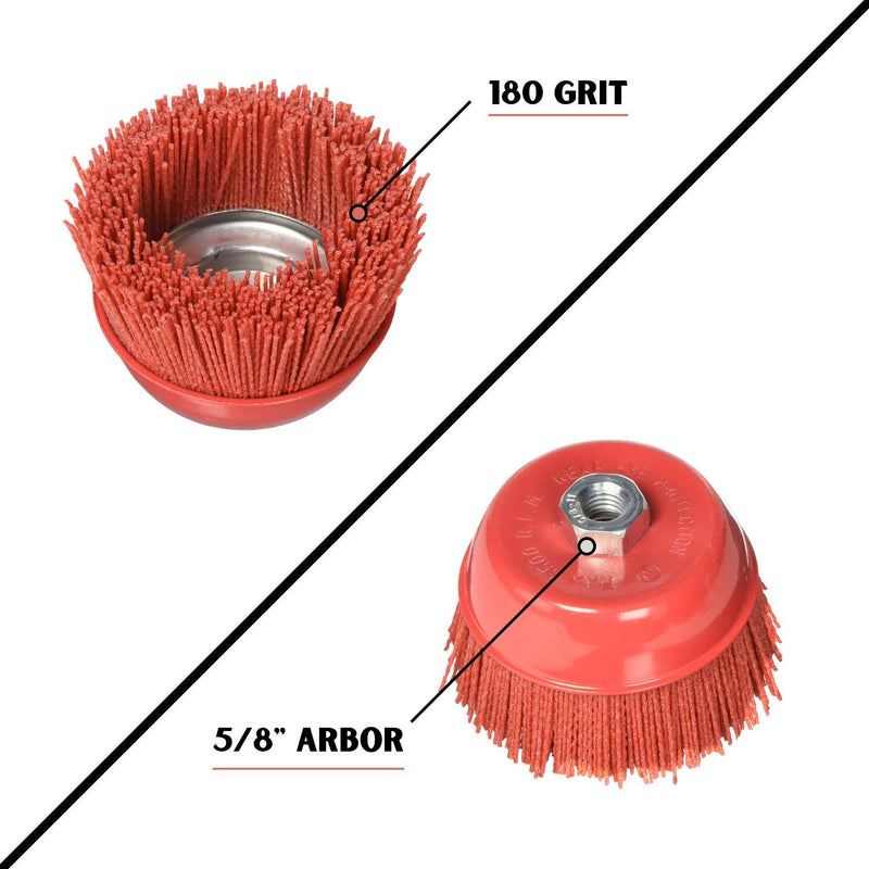 Al's Liner Abrasive 180 Grit Nylon Bristle Cup Brush - 4 Inch - Safe for Use on Metal, Wood, Aluminum and Plastic Surfaces (TOOR4) 4" - NewNest Australia