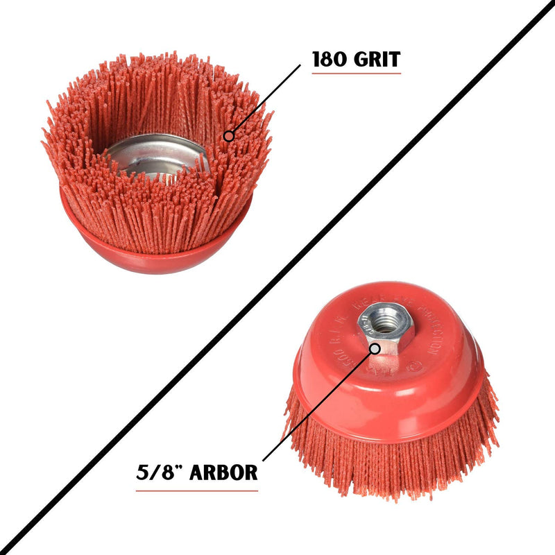 Al's Liner Abrasive 180 Grit Nylon Bristle Cup Brush - 6 Inch - Safe for Use on Metal, Wood, Aluminum and Plastic Surfaces (TOOR6) 6" - NewNest Australia