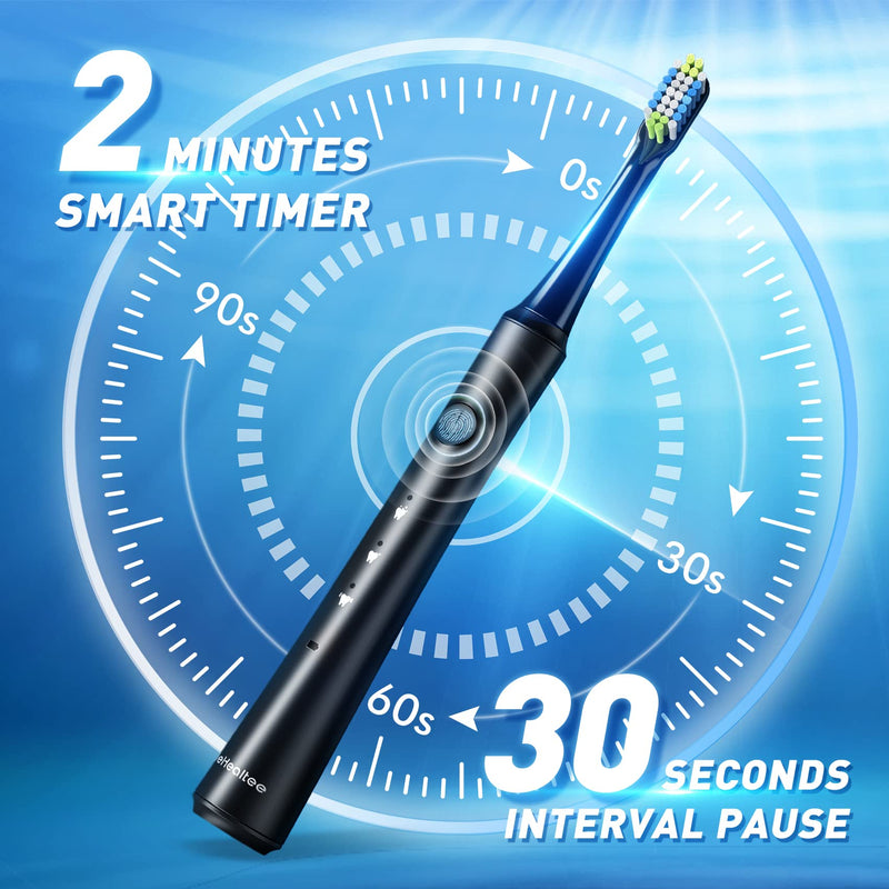 Sonic Electric Toothbrush for Adults, Rechargeable Sonic Toothbrush with Includes 10 Brush Heads, Fast 4 Hr Charge Last 30 Days,with 40000VPM and 3 Modes - Black - NewNest Australia