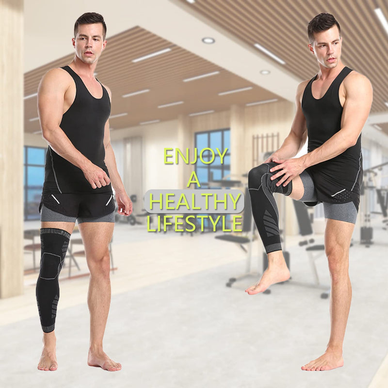 Solo Actfit Sports Compression Sleeves Long Knee Pads Compression Non-Slip Knee Brace Knee Protection Leg Warmers Knee Sleeves For Running, Basketball, Cycling - NewNest Australia