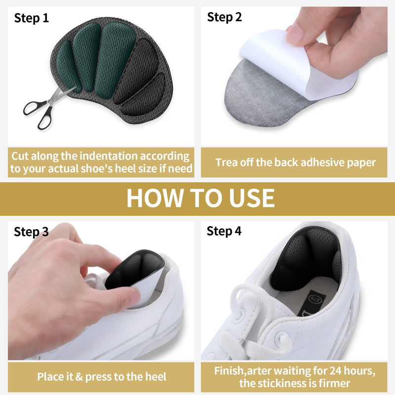Sibba Heel Pad Inserts Grips 4 Pairs Shoes High Heels Cushions Too Big Shoe Protectors Sticker Filler Pads Arch Support Sneakers Insole Sole Comfort for Women Men (Black) 4 Pairs Black Heel Pads - NewNest Australia
