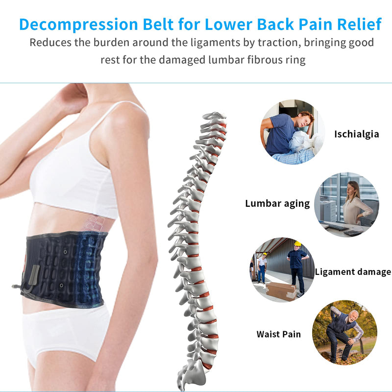 6xigouma Decompression Back Belt - Lumbar Support Belt for Men and Women, Lower Back Pain Relief, Back Traction Device, Fits Waist Size 74-124cm (Blue) Blue - NewNest Australia