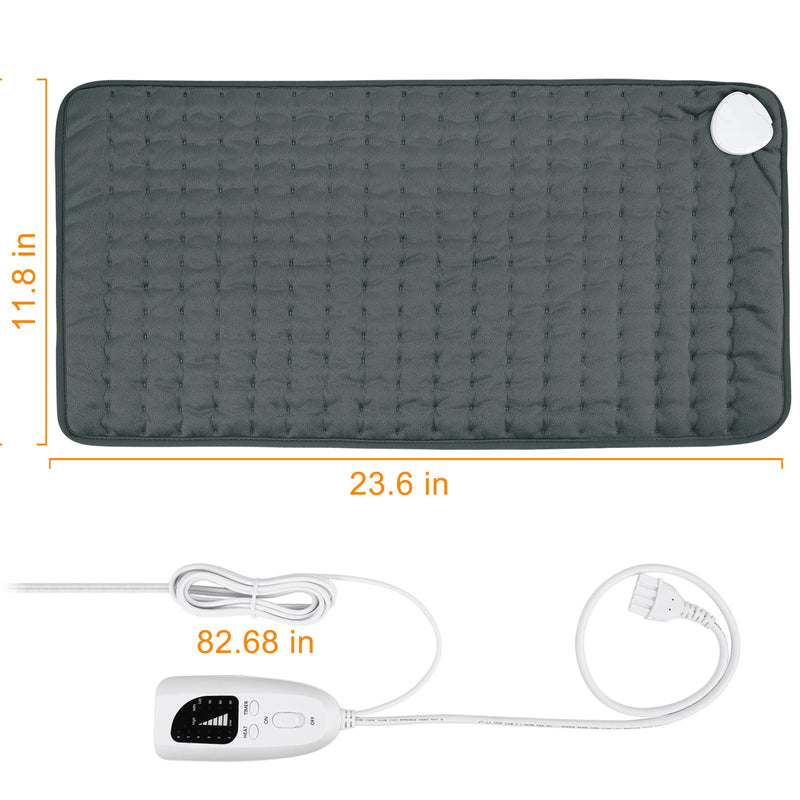 Heating pad, electric heat pad with automatic switch-off and 6 temperature levels, heating pad for back, neck, shoulder, stomach, machine washable (dark grey, 30 x 60 cm) dark grey - NewNest Australia