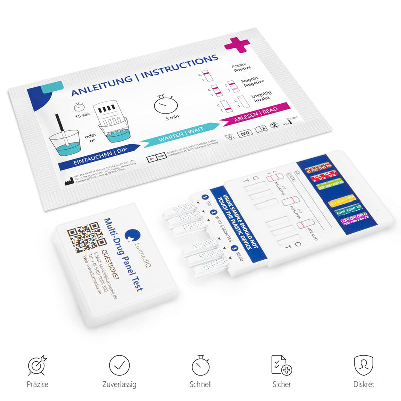 Luxmediq Drug Test Multi 12 - Urine Drug Quick Test - Cannabis Thc, Ecstasy Mdma, Cocaine, Amphetamine, Opiates, Methamphetamine, Methadone, Oxazepam, Buprenorphine, Oxycodone, Phencyclidine, Nortriptyline - NewNest Australia