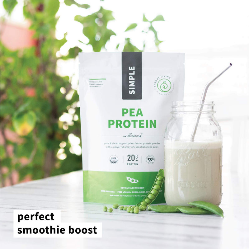 Sprout Living Organic Pea Protein Powder, 20 Grams of Plant Based Organic Protein Powder Without Artificial Sweeteners, Non Dairy, Non-GMO, Dairy Free, Vegan, Gluten Free, Keto Drink Mix (1 Pound) 1 Pound (Pack of 1) - NewNest Australia