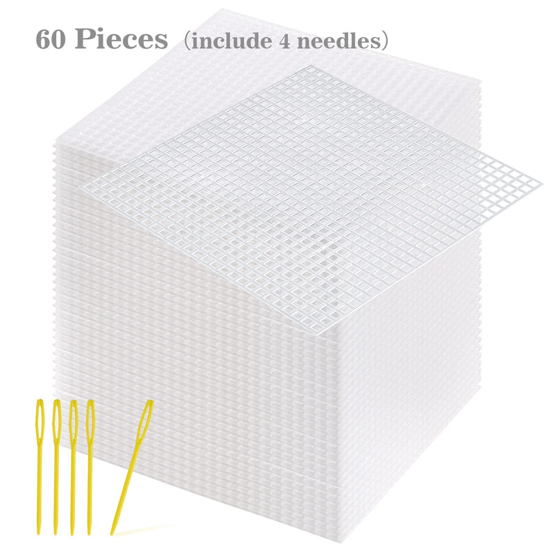 Pllieay 30 Pieces 6 Count Plastic Mesh Canvas Sheets for Embroidery, Acrylic Yarn Crafting, Knit and Crochet Projects (4.1 X 4.1 Inch) - NewNest Australia