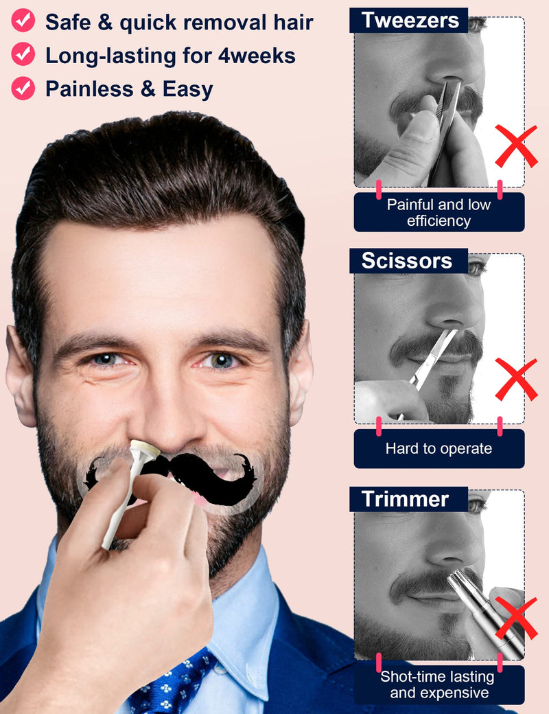 ANRUZ Nose Waxing kit with 100g Nose Wax Beads,Nose Hair Wax Kit with 10 Wooden Spatula, 20 Applicators and 10 Paper Cup- Painless & Safe Nose Hair Removal Wax Kit Can be Used for 15-20 Times - NewNest Australia