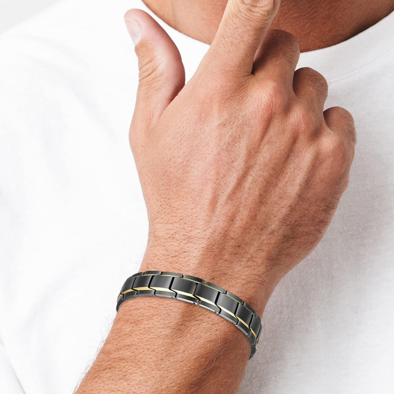 Jeracol Titanium Steel Magnetic Bracelet For Men,Black Gold Color Design Men Bracelet With Four Elements Ultra Strength Magnets,Adjustable Size Bracelet With Removal Tool And Gift Box A-Black-gold - NewNest Australia