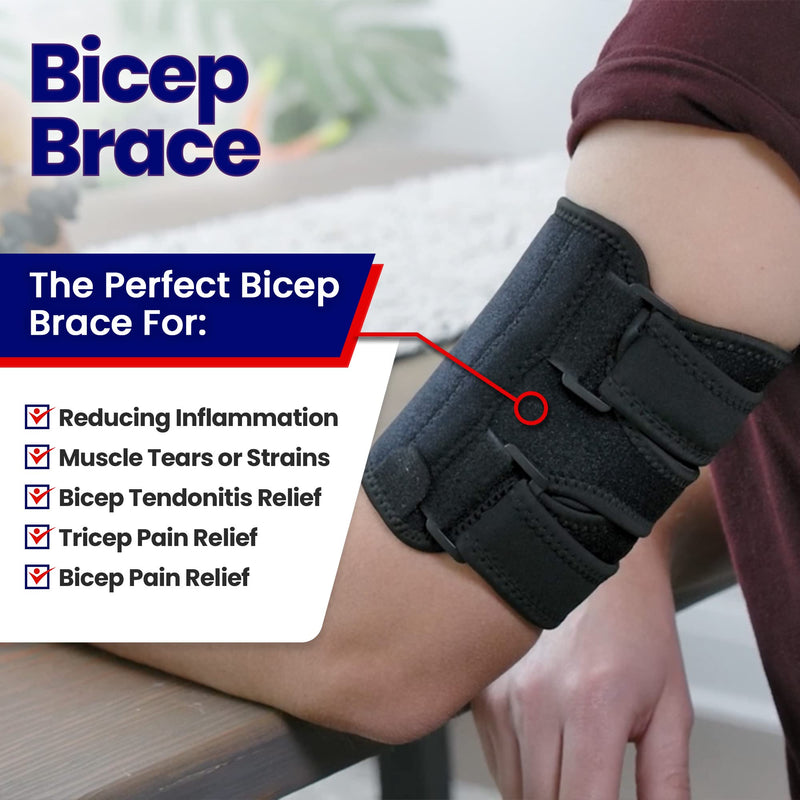 Bicep Tendonitis Brace Compression Sleeve - Triceps & Biceps Muscle Support For Upper Arm Tendonitis Pain Relief Or Bicep Strains (S/M Bicep 6 to 10") S/M (Bicep 6 to 12 Inches) - NewNest Australia