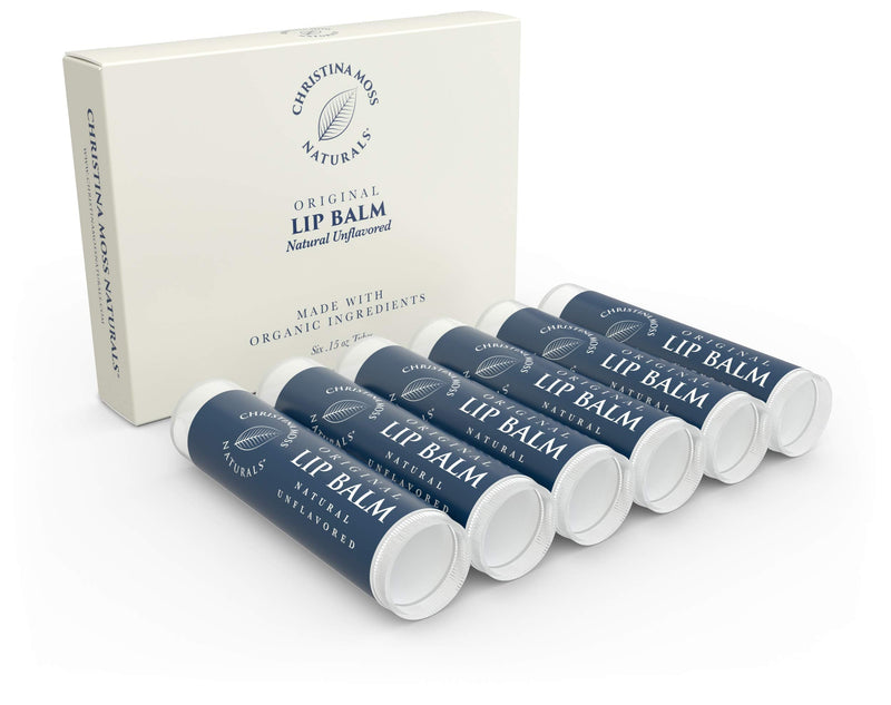 Lip Balm - Lip Care Therapy - Lip Butter - Made With Organic Oils for Smooth, Moisturized Lips - Repair & Condition Dry, Chapped, Cracked Lips - 6 Pack, Unflavored - Christina Moss Naturals Natural Unscented 6 Count (Pack of 1) - NewNest Australia