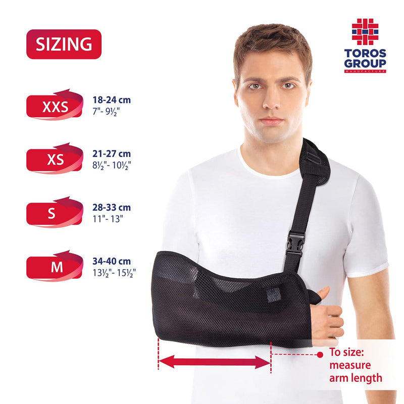 TOROS-GROUP Breathable Arm Sling with Soft Padded Shoulder Strap - Black - X-Small - NewNest Australia