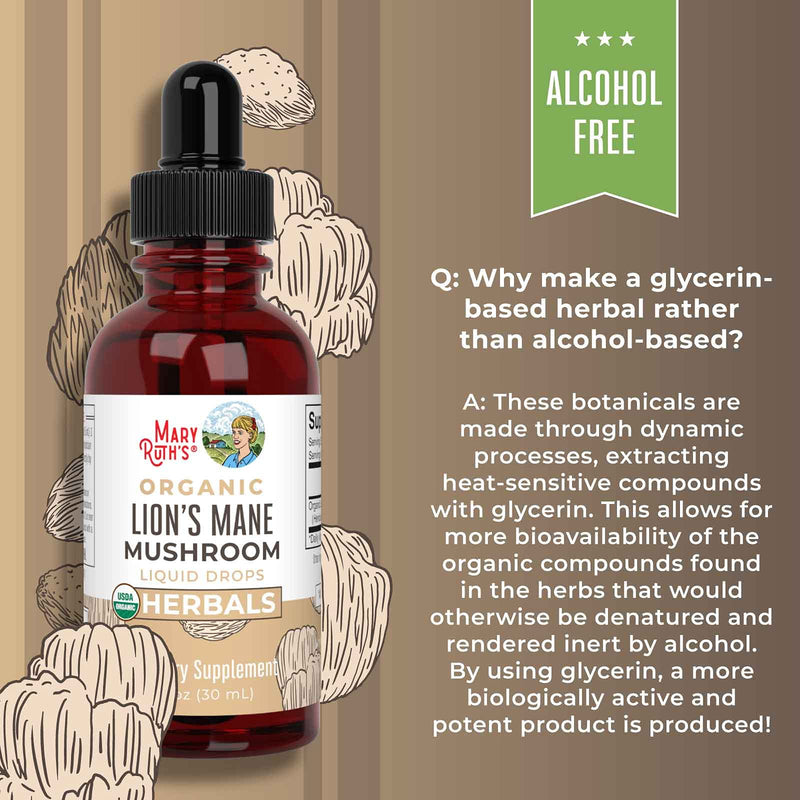 Lions Mane Mushroom Supplement | USDA Organic Lions Mane Extract | Nervine Neuroprotective Herbal Liquid Drops | Non-GMO, Vegan, Alcohol Free Tincture | 1 oz | 2 Month Supply - NewNest Australia