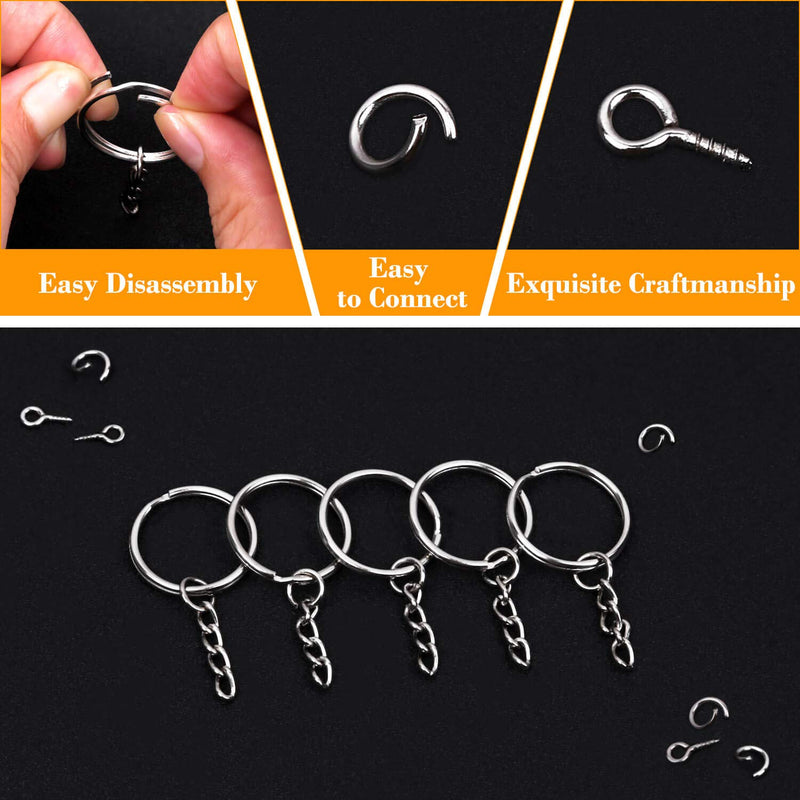 Keychain Rings for Crafts, Flasoo 360Pcs Keychains for Resin Include Key Rings with Chain, Jump Rings, Screw Eye Pins for DIY Keychain Making - NewNest Australia