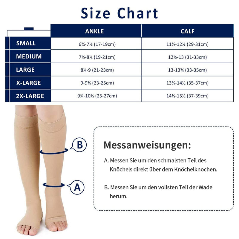 2 Pairs Of Medical Compression Stockings For Men And Women, 20-30 Mmhg, Care For Ankle Support Stockings With Gradient Compression For Varicose Veins, Blood Circulation, Beige + Black (L) - NewNest Australia