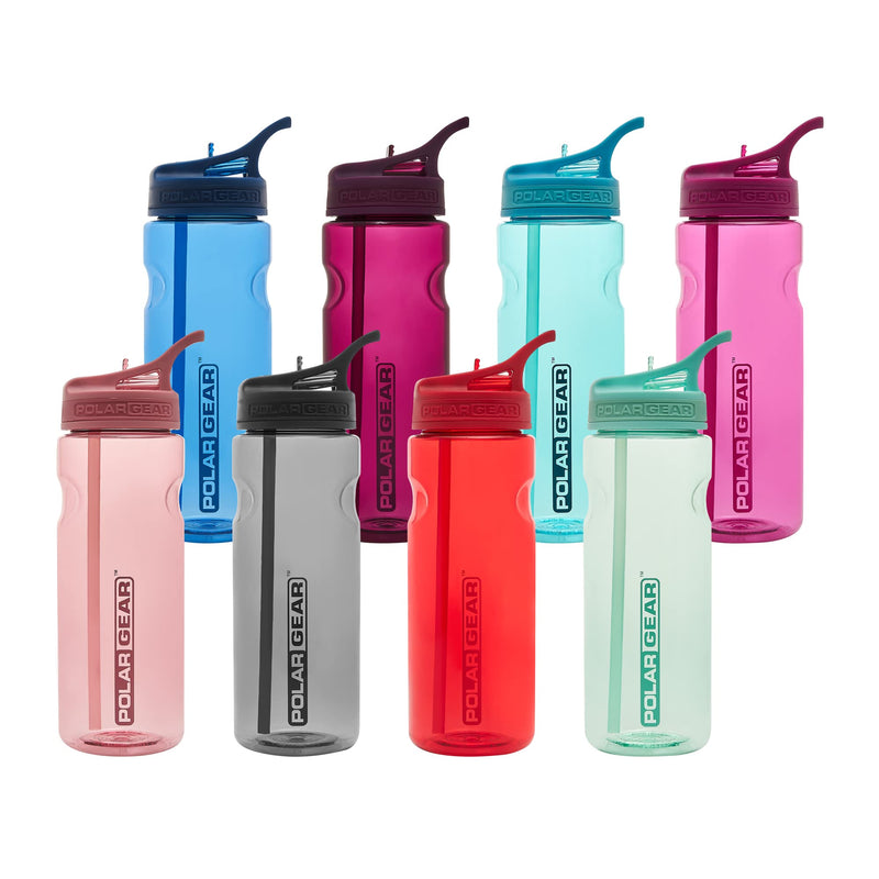 Polar Gear Aqua Grip Bottle – BPA-Free Reusable Sports Water Bottle & Foldable Straw – Drink at the Gym, in the Car & Outdoors – Clear Tritan Plastic & Dishwasher Safe – Black, 650ml - NewNest Australia